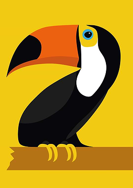 Stylized Toucan on Branch Illustration