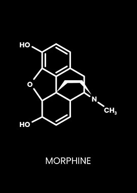 Morphine Chemical Structure on Black Background