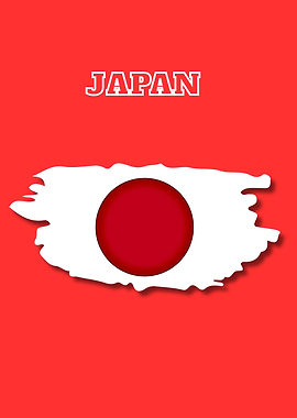 Japan Flag Brush Stroke Design