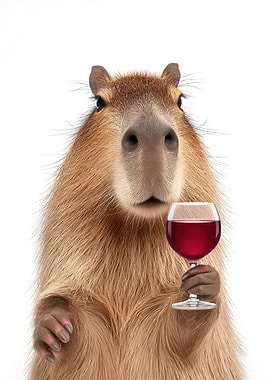 Capybara with Wine Glass