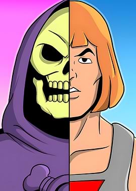 He-Man and Skeletor Split Portrait
