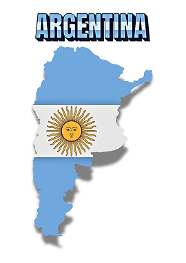Argentina Map with Flag and Text