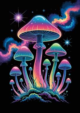 Psychedelic Mushroom Garden