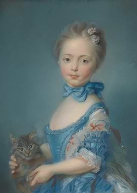Young Girl with Cat Pastel Portrait