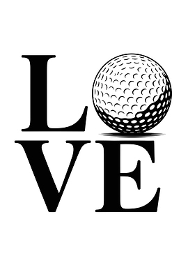 Love Golf Ball Black and White