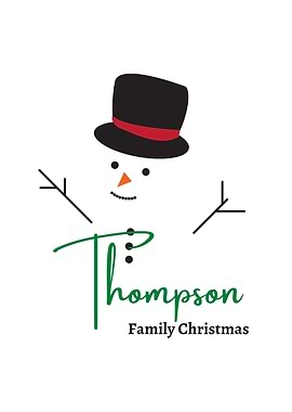 Minimalist Snowman Family Christmas Poster