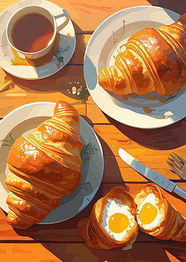 Croissant Breakfast Still Life