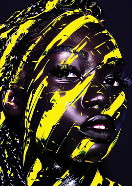 Woman with Yellow Paint Strokes