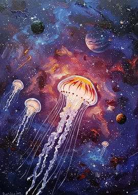 Jellyfish in Space Painting