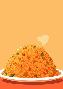 Steaming Fried Rice Illustration