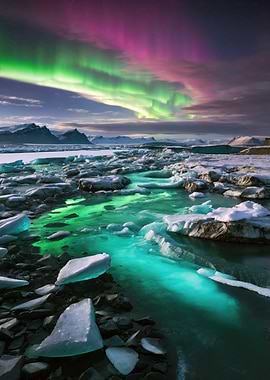 Aurora Borealis over Glacier Lagoon