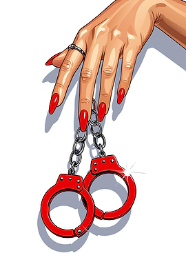 Hand with Red Handcuffs Illustration