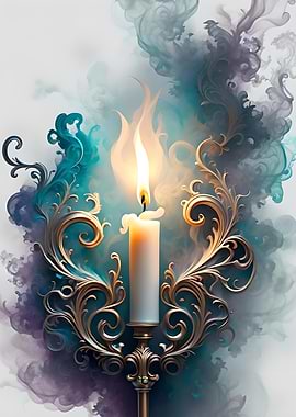 Candle with Ornate Gold Embellishments