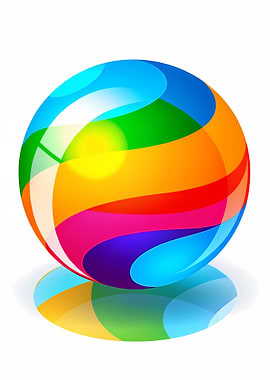 Colorful Striped Sphere on White Background