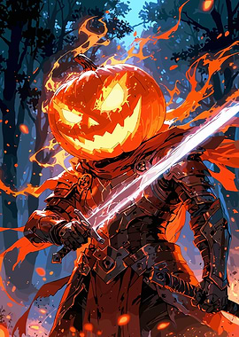 Pumpkin Head Knight with Sword