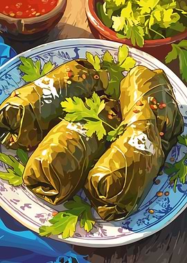 Stuffed Grape Leaves with Parsley
