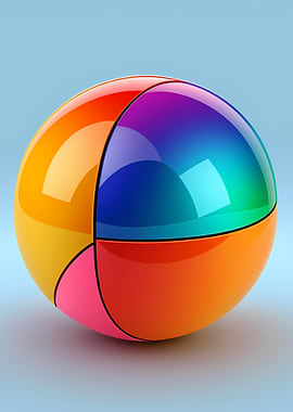 Colorful Segmented Sphere on Light Blue