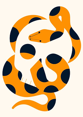 Snake and Skull Graphic Art