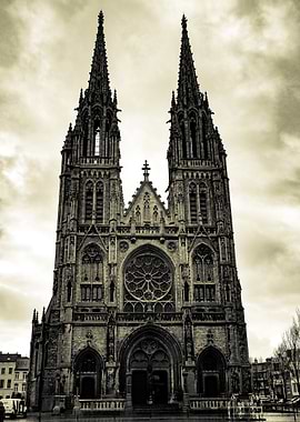 Gothic Church Architecture in Sepia Tone