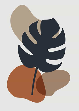 Minimalist Monstera Leaf Abstract Art
