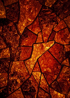 Abstract Amber Glass Mosaic