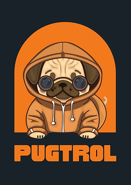 Pugtrol: Pug in Hoodie and Glasses