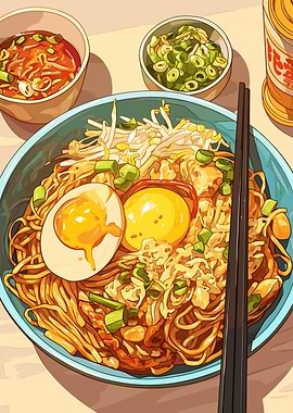 Delicious Ramen Bowl Illustration