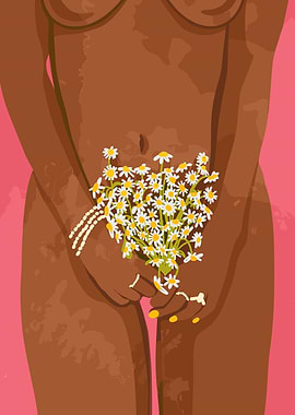 Woman with Daisies Illustration