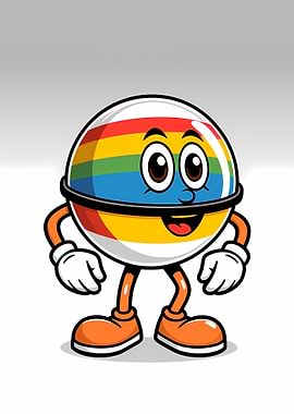 Cartoon Rainbow Ball Character