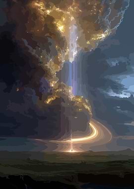 Dramatic Sky with Light Beams