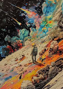 Astronaut on Colorful Alien Planet