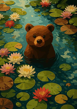 Bear in Lily Pond