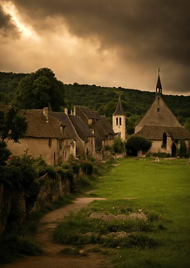 Quaint European Village with Church