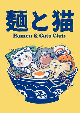Ramen and Cats Club Illustration