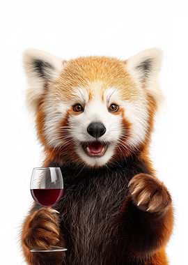 Red Panda with Wine Glass