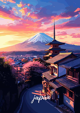Mount Fuji and Japanese Architecture