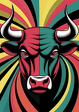 Colorful Bull Pop Art Illustration