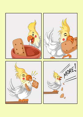 Cartoon Cockatiel Comic Strip: More!