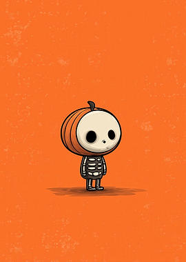 Cute Pumpkin Skeleton Character