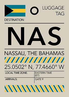 NAS Nassau, The Bahamas Airport Luggage Tag