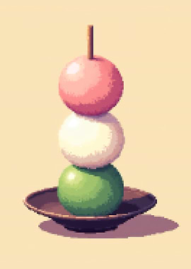Pixel Art Dango on Plate