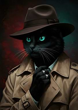 Detective Cat in Trench Coat