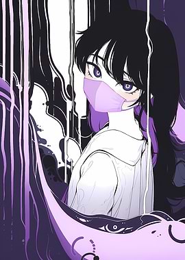 Anime Girl with Mask in Purple