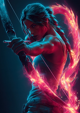 Lara Croft with bow and arrow