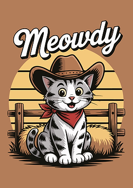 Meowdy Cat Cowboy Cartoon