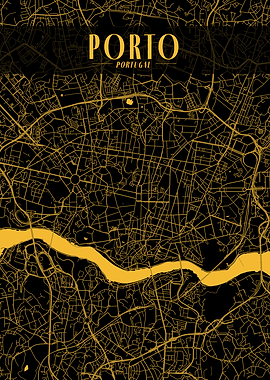 Porto Golden Map Art