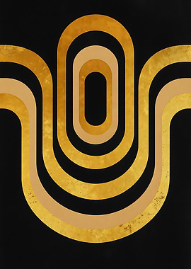 Luxury Retro Gold Arches – Abstract Mid-Century Modern Wall Art