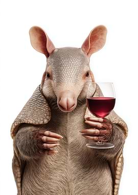 Armadillo with Wine Glass