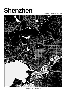 Shenzhen Black and White Map