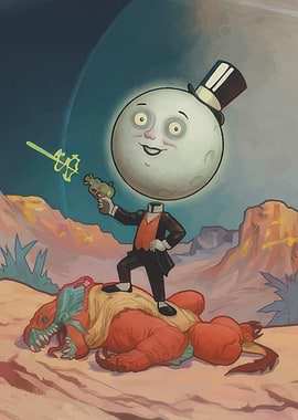Moon Man on Alien Creature